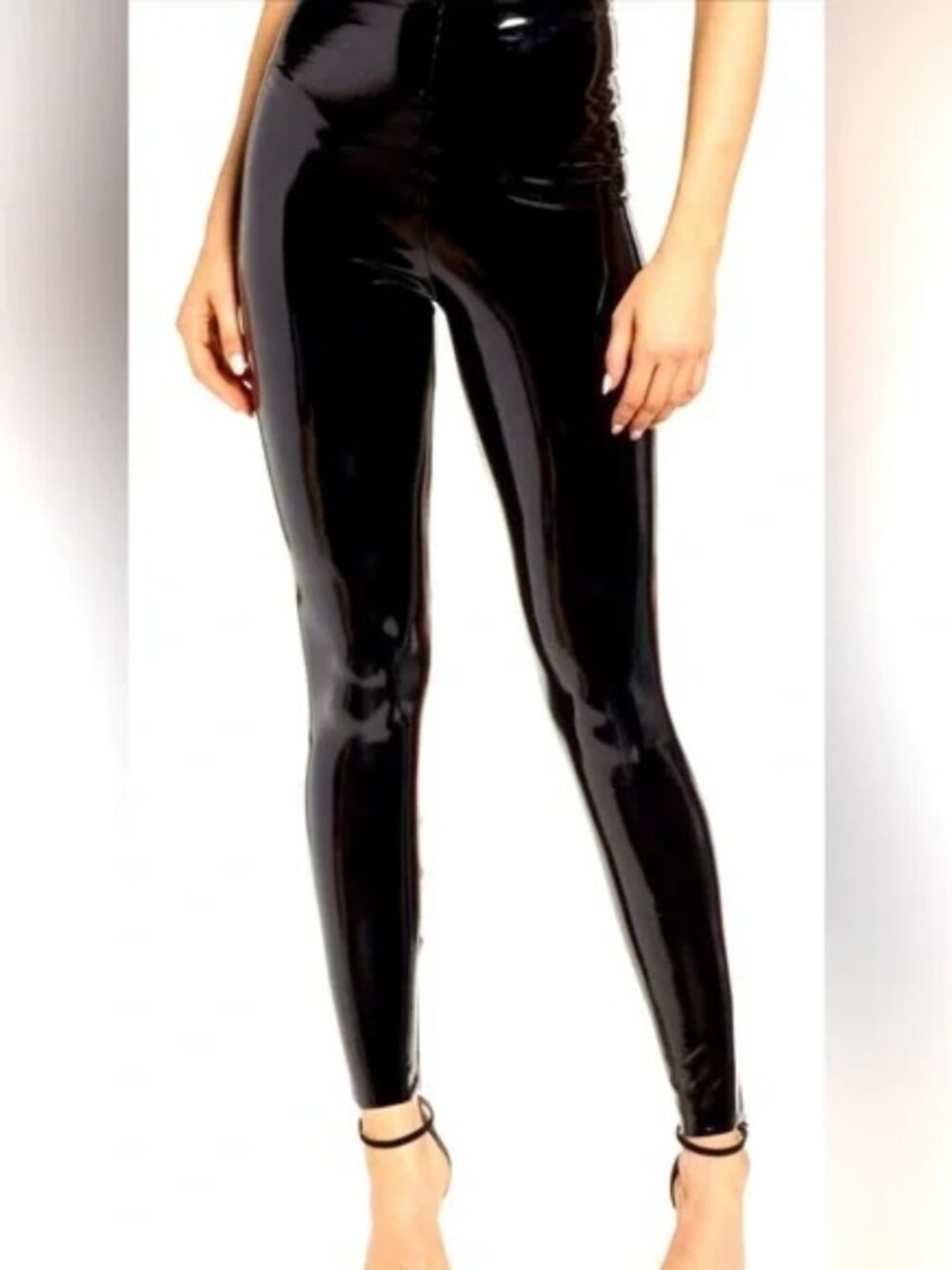 Commando Patent Faux Patent Leather Black Leggings Medium Damaged